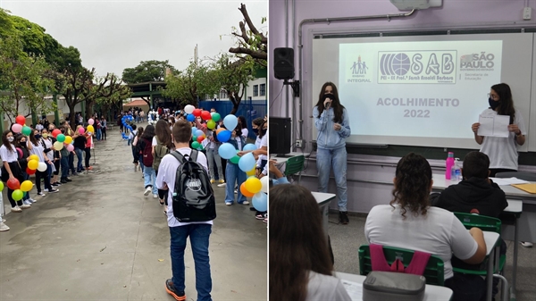 A equipe da escola estadual SAB montou uma espécie de passarela para celebrar o retorno dos estudantes; alunos, escalados como ‘acolhedores’ ministraram aulas para acolher colegas (Fotos: Arquivo pessoal e A Cidade)