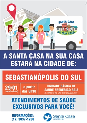 Sebastianópolis do Sul recebe “Santa Casa na sua Casa” nesta quarta-feira