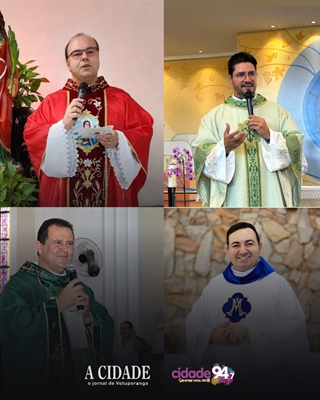 Padre Michel Candeu, Padre Gilmar Margotto, Padre Ancelmo José Lio (Fotos: Arquivo Pessoal/Divulgação/Catedral de Votuporanga/Foto: Paróquia Santa Luiza/Diocese de Votuporanga)