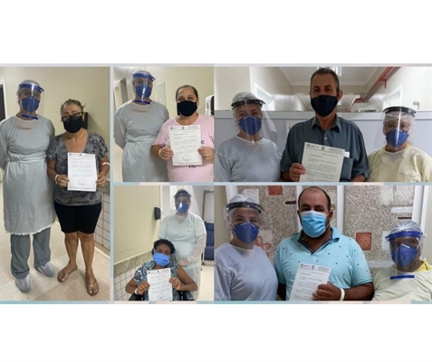 Cinco pacientes de Votuporanga e região receberam alta da Santa Casa de Votuporanga nesta sexta-feira (12) (Foto: Santa Casa de Votuporanga)