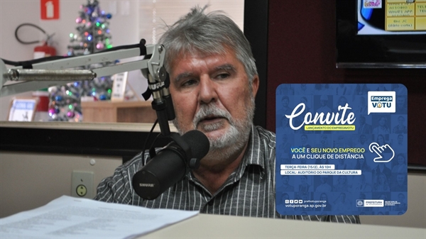 O prefeito Jorge Seba adiantou os principais pontos sobre o ‘Emprega Votu’ em entrevista exclusiva à rádio Cidade FM (A Cidade)