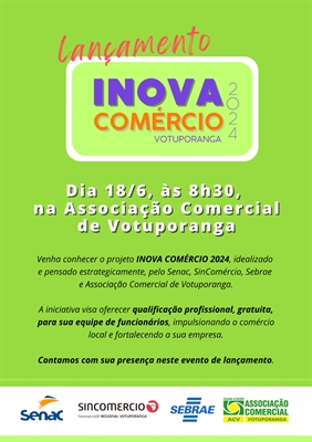 O evento de lançamento do Inova Comércio 2024 será na sede da Associação Comercial de Votuporanga  (Foto: ACV)