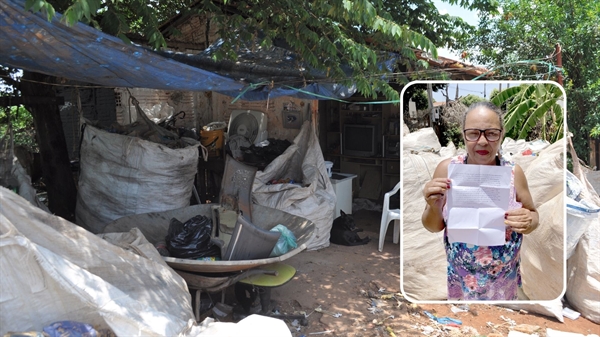 A casa de três cômodos onde a família mora fica no fundo do terreno; a família dona Maria dos Santos escreve cartas pedindo ajuda e as distribuem pela cidade (Foto: A Cidade)