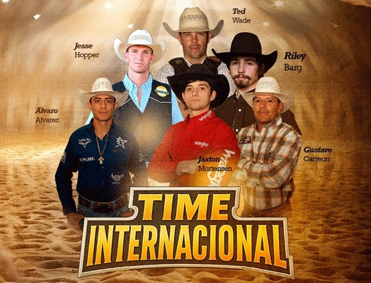 Jaxton Trujillo Mortensen, Jesse Hopper, Riley Barg e Álvaro Aguilar são alguns dos peões  (Foto: Reprodução/Instagram Votu Internacional Rodeo)