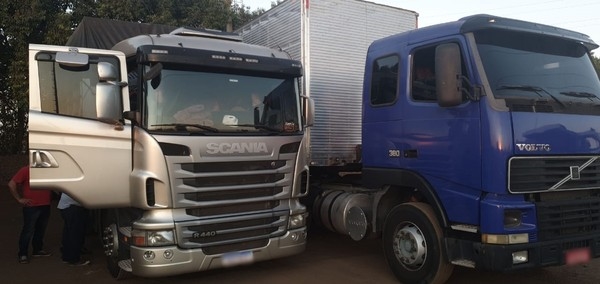 Suspeitos estavam em dois caminhões em Mirassol (Foto: Arquivo Pessoal)