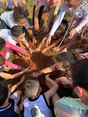 Alunos das escolas municipais de Votuporanga também participaram de diversas atividades relacionadas ao Dia da Árvore durante o mês de setembro. Além de plantios, estudantes e equipes das escolas também realizaram atividades lúdicas para trabalhar a conscientização da preservação ambiental. No Cemei “Dr. Abilio Calile”, no Parque Residencial do Lago, os alunos receberam 240 mudas doadas pela Saev Ambiental (Foto: Assessoria)