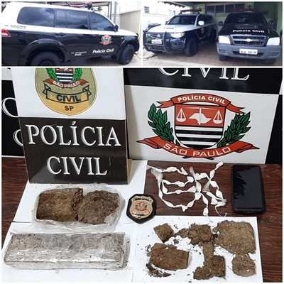 O investigado foi conduzido para a sede da DISE de Votuporanga e autuado em flagrante pelo crime de tráfico de drogas (Foto: Divulgação/PM)