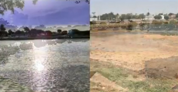 Lagoa começa a secar em Cardoso (Foto: Reprodução/TV TEM)