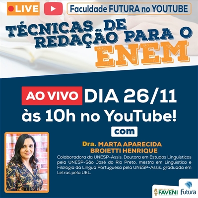 A live com Marta Aparecida Broietti Henrique será iniciada às 10h, com transmissão pelo canal da Futura no Youtube (Foto: Divulgação)