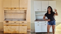 A artista possui vídeos com mais de um milhão de visualizações e segundo ela, o sucesso teve início após a reforma deste armário da foto (Fotos: Arquivo pessoal)