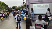 A equipe da escola estadual SAB montou uma espécie de passarela para celebrar o retorno dos estudantes; alunos, escalados como ‘acolhedores’ ministraram aulas para acolher colegas (Fotos: Arquivo pessoal e A Cidade)