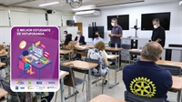 Diretoria do Rotary Club ‘8 de Agosto’ com autoridades e dirigentes das escolas no lançamento da 19ª edição do ‘Melhor Estudante’ (Fotos: A Cidade e reprodução)