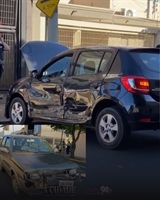 Carro quase invade loja após colisão em cruzamento de Votuporanga