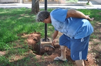 A praça Frei Arnaldo está entre os espaços públicos que foram alvo da ação de bandidos nos últimos dias; seu Arlindo cobra providências (Foto: A Cidade)