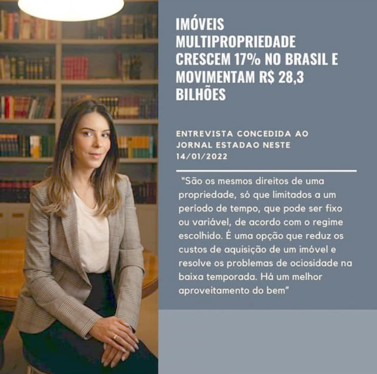 A advogada Danielle Biazi, filha do também advogado dr. Roberto De Biasi, foi referência ao ser consultada por um dos maiores veículos de comunicação do Brasil, o jornal O Estado de São Paulo, o Estadão, para conceder uma entrevista sobre um assunto bem atual e que vem ganhando espaço na economia: imóveis multipropriedade. Dra. Danielle expôs o assunto com muita competência e domínio do assunto. Profissionais competentes e renomados, temos aqui!!!