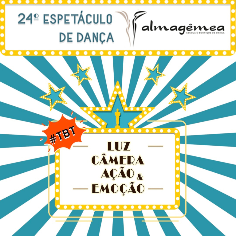 A Academia de Dança Alma Gêmea tem o prazer de convidar a todos os apreciadores de um ótimo espetáculo de dança, a prestigiarem o “24º Espetáculo de Dança: Luz, Câmera, Ação e Emoção! 
Nesta edição, os clássicos do Cinema serão encenados   através de coreografia de Ballet Clássico, Dança do Ventre, Flamenco, Hip Hop, Jazz e Sapateado.
Dias 20 e 21 de Novembro, no Centro de Convenções Nélson Camargo, com sessões as 18h07 e 20h25. Ingressos limitados: R$20,00 - Vendas pelo site -Guichê Web e na secretaria da escola.
