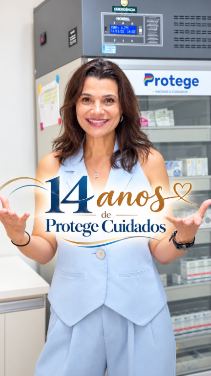 O último dia 17 de outubro foi especial para a Protege Vacinas e Cuidados, que comemorou 14 anos de histórias, conquistas, confiança e, acima de tudo, de vidas que sua equipe teve o privilégio de cuidar. A essência da Protege sempre foi acolher com carinho, cuidar com responsabilidade e fazer com que cada pessoa que necessita de seus serviços se sinta especial. São 14 anos colocando o coração em tudo o que faz, construindo laços e transformando o cuidado na maior missão da clínica. Aline Morato Komatsu, diretora à frente da Protege, compartilha essa imensa alegria e agradece a cada profissional que faz parte dessa trajetória e a cada família que confia no trabalho desenvolvido pela equipe da Protege Vacinas e Cuidados. Que venham muitos outros anos de amor, acolhimento e cuidado!