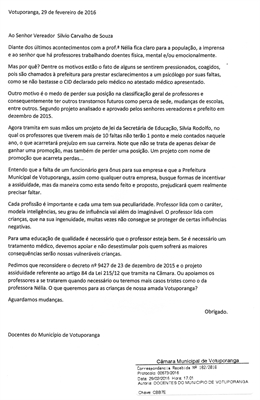 Professores questionam condições de trabalho em carta