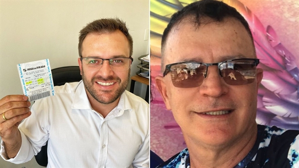 O empresário Leonardo Martinez e o professor José da Cunha, o Mineiro, sentiram a emoção de acertar quatro números da Mega da Virada (Fotos: Arquivo pessoal)