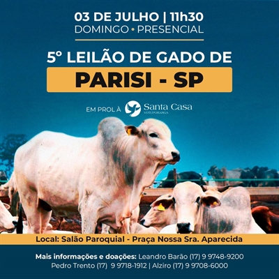 Evento solidário, com entrada gratuita, terá início às 11h30, no Salão Paroquial de Parisi com renda para a Santa Casa (Foto: Divulgação)