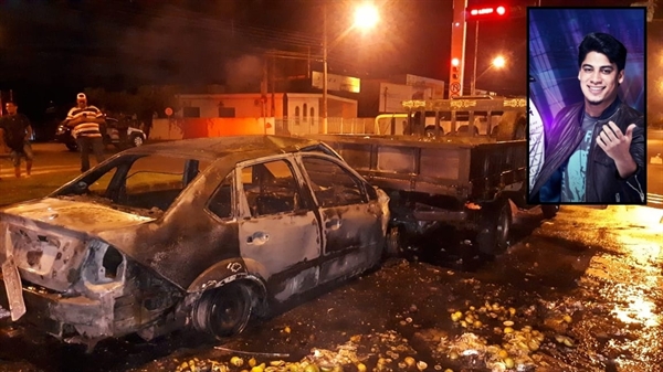 Henrique, da dupla Netto e Henrique, foi resgatado de carro em chamas (Foto: Divulgação/Informa Mais/Divulgação)