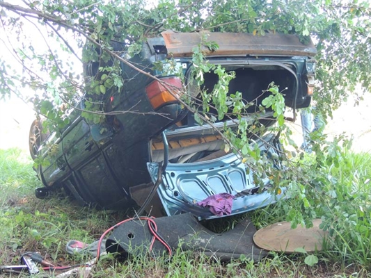 Carro capota e fere motorista