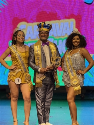 Ricardo Diaz foi eleito Rei Momo, Nadya Martins, conquistou a vaga de Rainha e Sarah Tinel será a Princesa desta edição (Foto: Prefeitura de Votuporanga)