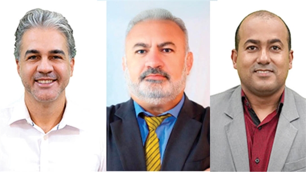 O engenheiro Glauber (PSD), o advogado Geromello (PRD), e o Thadeu Cunha (PL). Todos “caras novas”, de partidos diferentes concorrendo para a Câmara Municipal. (Foto)