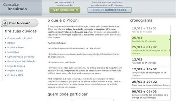 Resultado do Prouni foi divulgado por volta das 9h desta segunda (25). (Foto: Reprodução)