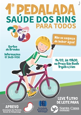A Santa Casa de Votuporanga convida toda a população para a 1ª Pedalada “Saúde dos Rins para todos” (Foto: Divulgação/Santa Casa)