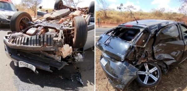 Um acidente entre um Fiat/Punto e um Toyota/RAV4 deixou quatro pessoas feridas na rodovia Péricles Belini (Foto: RádioPovão)