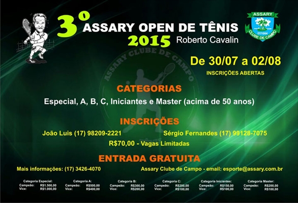 Open de Tênis do Assary tem início no dia 30