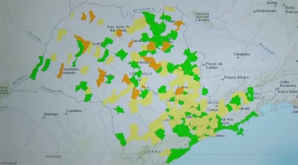 Adesão ao isolamento social contra o coronavírus em Votuporanga está abaixo de 60%, segundo dados do governo (Reprodução SIMI-SP)