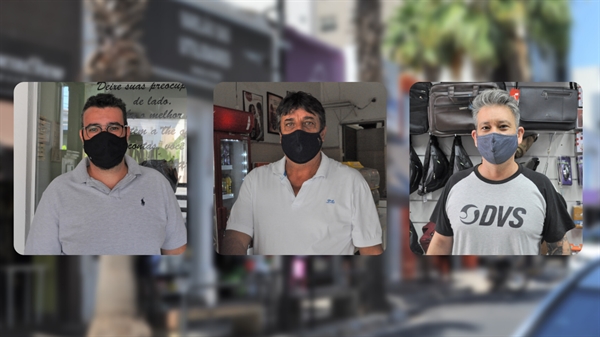 Comerciantes Diogo Chaves, Nilson Corso e Christian Nakabashi falam sobre impactos da fase emergencial nos seus estabelecimentos (Fotos: A Cidade)