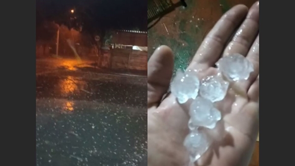 A última vez que um alerta semelhante foi disparado, Votuporanga foi atingida por uma intensa chuva de granizo (Foto: Redes sociais)