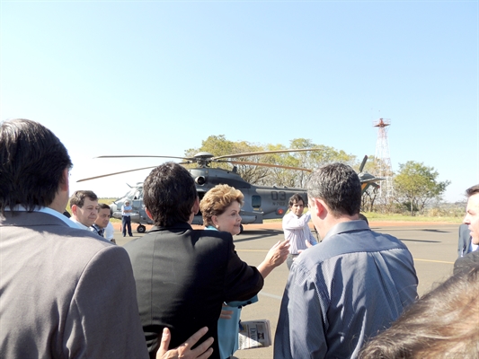 A então presidente Dilma Rousseff desembarcou em Votuporanga no dia 8 de agosto de 2014   Foto: A Cidade