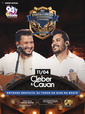 Pontes Gestal celebra 61 anos neste sábado com a 30ª Festa do Peão, que tem programação especial hoje com rodeio profissional e show da dupla Kleber e Cauan, reunindo público de toda a região no Recinto de Exposições Crédito: Divulgação