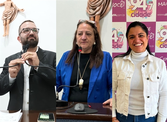 Dos seis candidatos da cidade, três são vereadores: Cabo Renato Abdala, Débora Romani e Natielle Gama   Foto: Assessoria