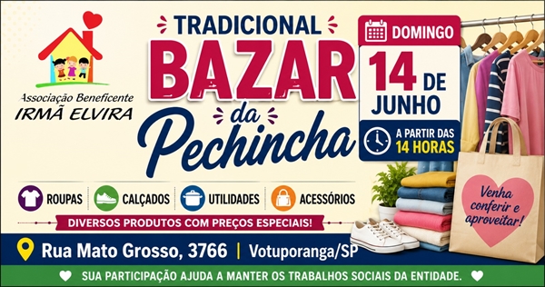Evento será realizado na sede da entidade e contará com roupas, calçados, utilidades domésticas e diversos produtos a preços acessíveis  Foto: Divulgação