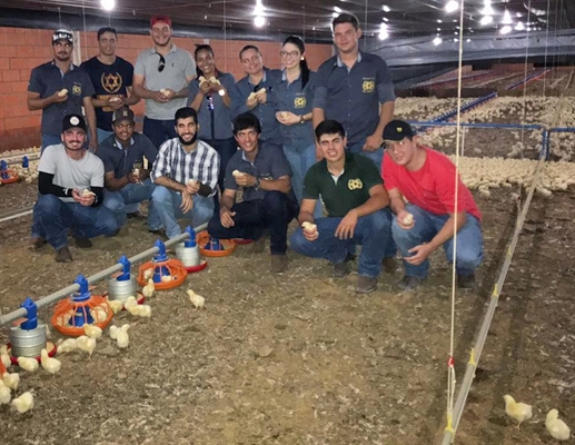 Os alunos do 6º período do curso participaram de uma visita técnica a uma granja (Foto: Divulgação/Unifev)
