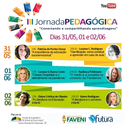 Com o tema 'conectando e compartilhando aprendizagens', a 3ª Jornada Pedagógica vai ser realizada em formato virtual, por conta da pandemia (Imagem: Divulgação)
