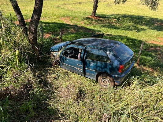 Um carro com um morador de Cardoso caiu em uma ribanceira (Foto: Região Noroeste)