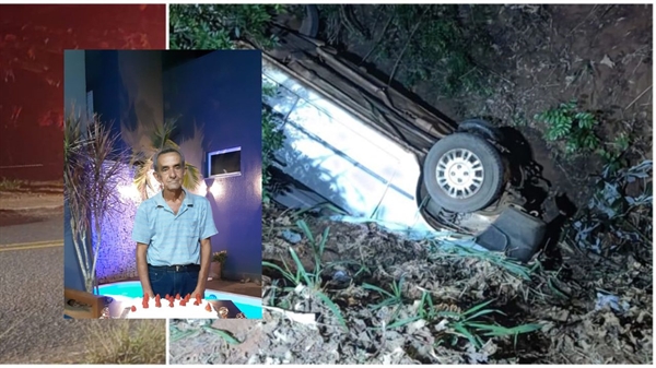 A vítima de 83 anos, identificada como Luiz Perez Buche, morreu no local em que seu veículo capotou (Foto: Reprodução)