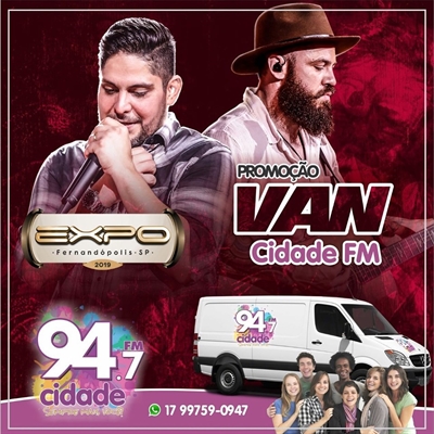 Van da Cidade FM no show de Jorge e Mateus na Expô de Fernandópolis (Foto- Divulgação/Cidade FM)
