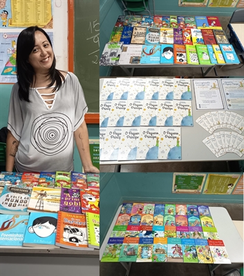 Mienny conseguiu disponibilizar um vasto acervo para que seus alunos pudessem ler    Foto: Arquivo Pessoal