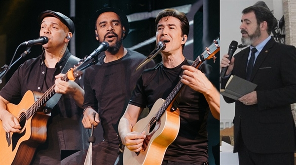 Trio Tris e o pastor André Silvério (Foto: Reprodução)
