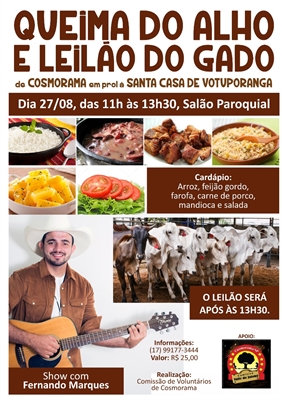 Cosmorama realiza Queima do Alho e Leilão neste domingo