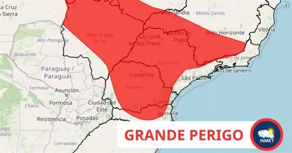 O aviso destaca um risco elevado à saúde, com temperaturas previstas para permanecerem 5ºC acima da média (Foto: Inmet)