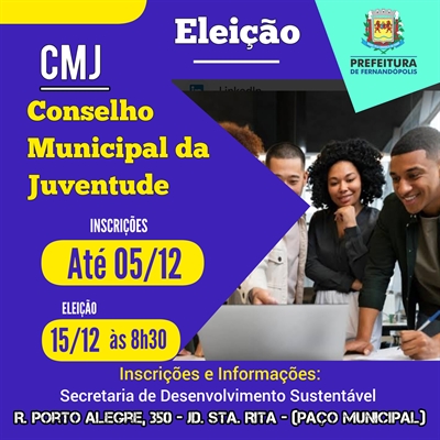  As inscrições estão disponíveis até o dia 5 de dezembro, e a eleição está marcada para o dia 15 de dezembro (Foto: Divulgação)