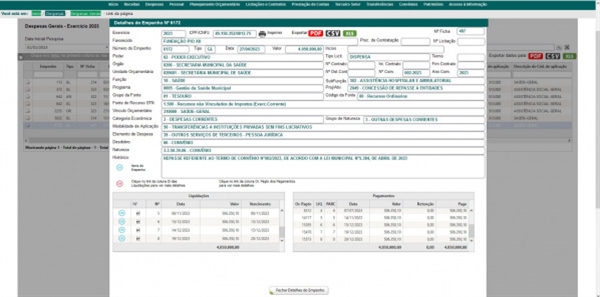  O parlamentar apresentou como prova de suas alegações um extrato disponível no Portal da Transparência do município (Foto: Divulgação)